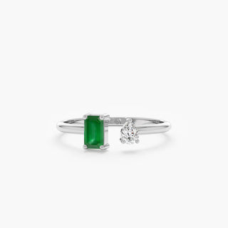 Emerald & Diamond Open Ring - SOULFEEL PAKISTAN- FEEL THE LOVE 