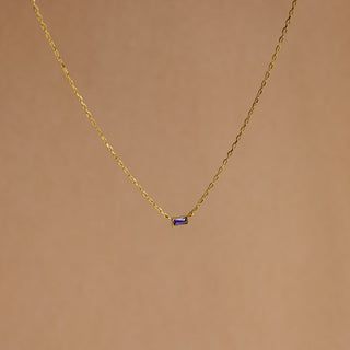 Baguette Birthstone Pendant Necklace