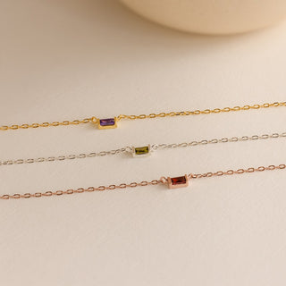 Baguette Birthstone Pendant Necklace